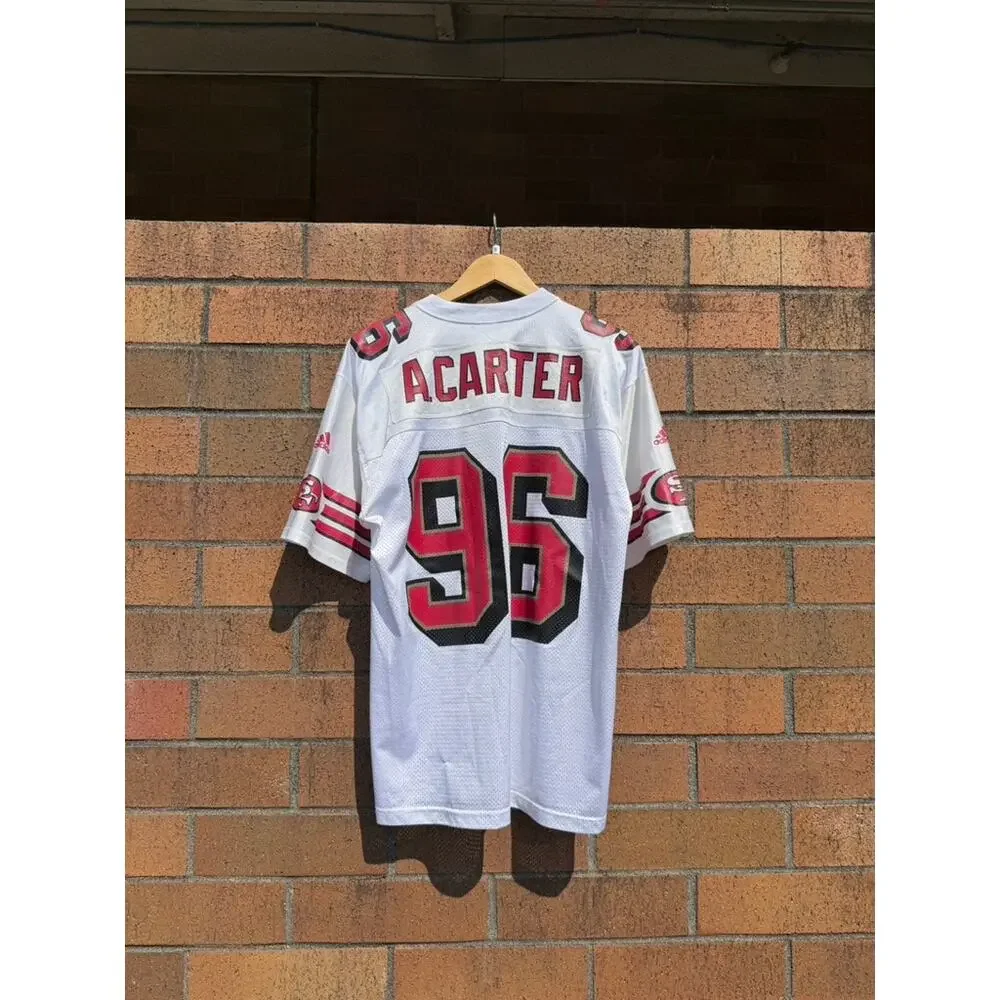 Y2K Andre Carter Vintage San Francisco 49ers White Adidas NFL Football Jersey